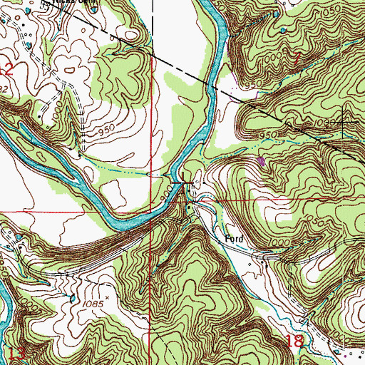 Topographic Map of Bench Hollow, MO