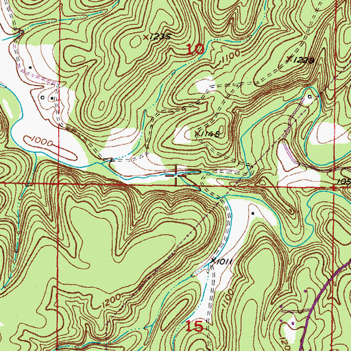 Topographic Map of Bender Creek, MO