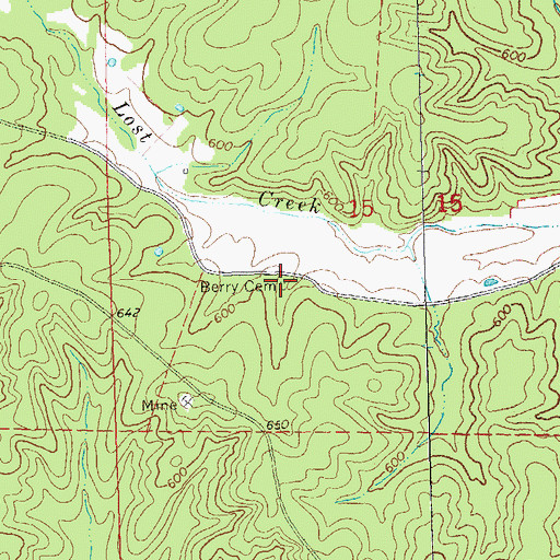 Topographic Map of Berry Cemetery, MO