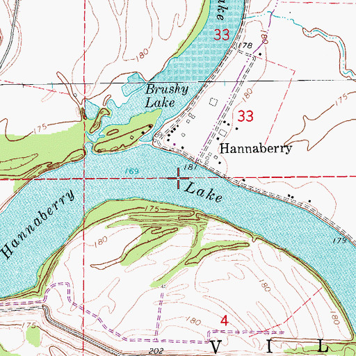 Topographic Map of Hannaberry Lake, AR