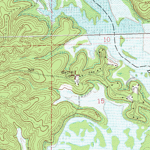 Topographic Map of Bethel Cemetery, MO
