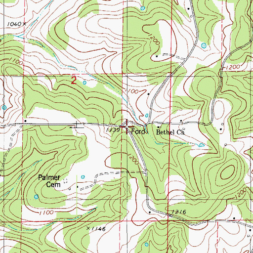 Topographic Map of Bethel School (historical), MO