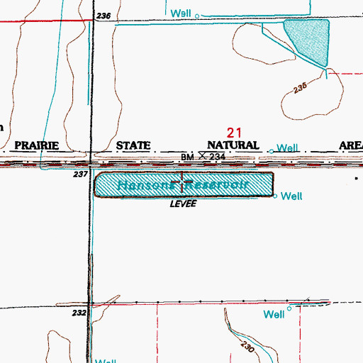 Topographic Map of Hansons Reservoir, AR