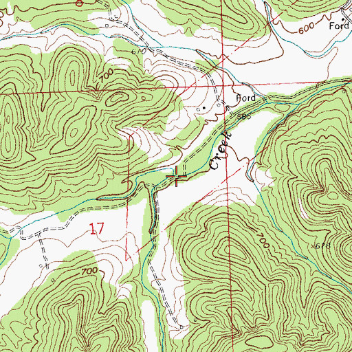 Topographic Map of Bidwell Creek, MO