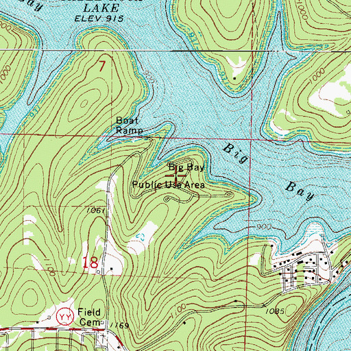 Topographic Map of Big Bay Public Use Area, MO