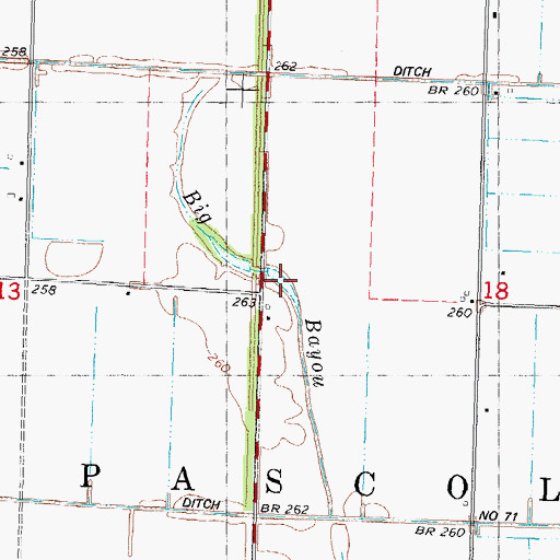 Topographic Map of Big Bayou, MO