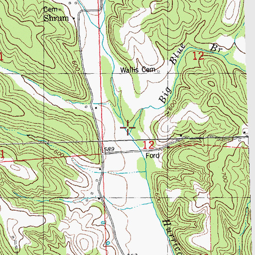 Topographic Map of Big Blue Branch, MO