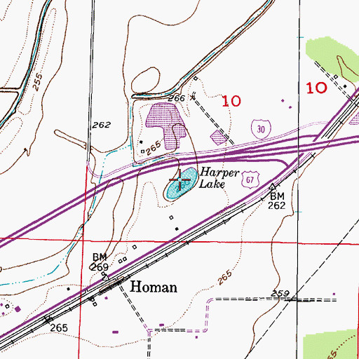 Topographic Map of Harper Lake, AR