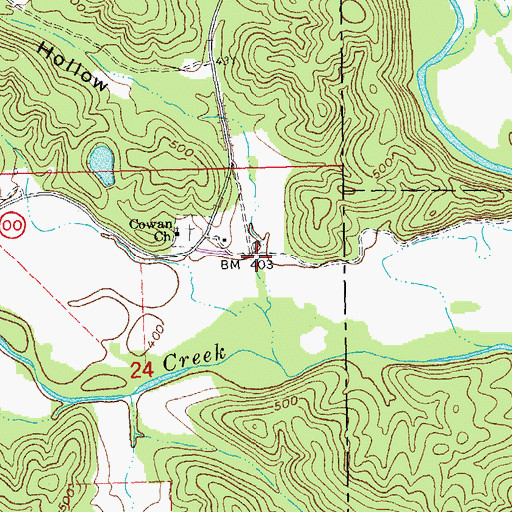 Topographic Map of Big Branch Hollow, MO