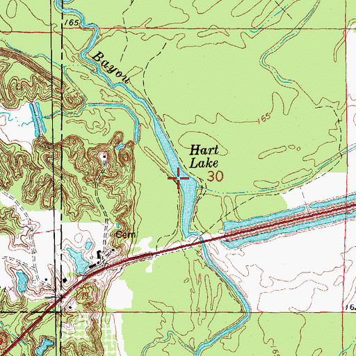 Topographic Map of Hart Lake, AR