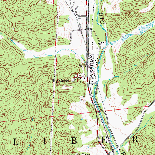 Topographic Map of Big Creek Church, MO