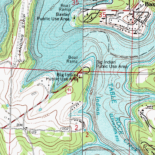 Topographic Map of Big Indian Public Use Area, MO