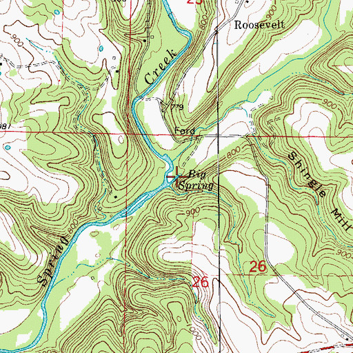 Topographic Map of Big Spring, MO