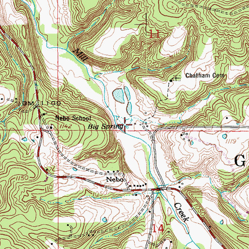 Topographic Map of Big Spring, MO