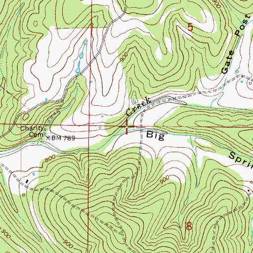 Topographic Map of Big Spring Hollow, MO