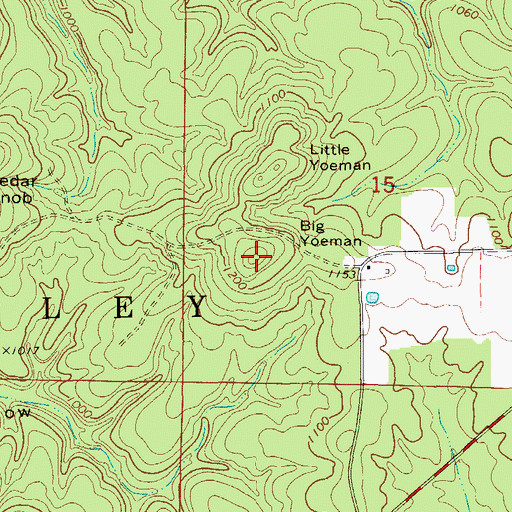 Topographic Map of Big Yoeman, MO