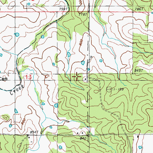 Topographic Map of Billdad School, MO