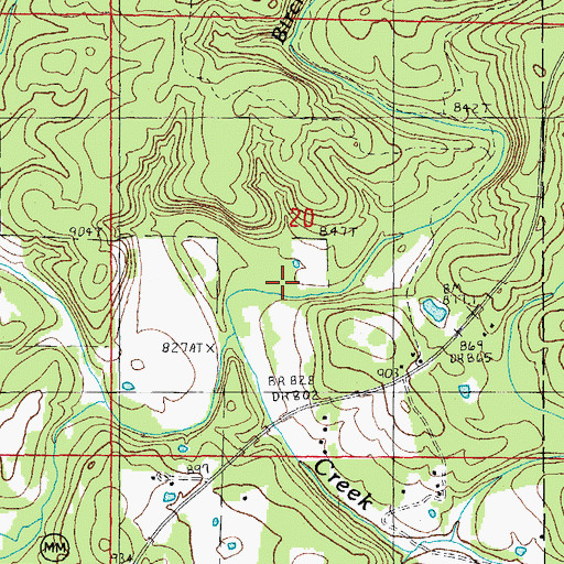 Topographic Map of Birch Creek, MO