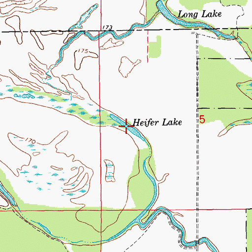 Topographic Map of Heifer Lake, AR