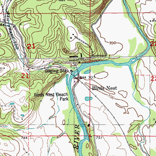 Topographic Map of Birds Nest, MO