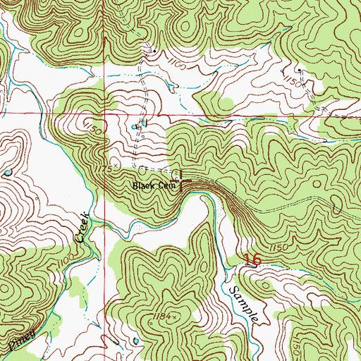 Topographic Map of Black Cemetery, MO
