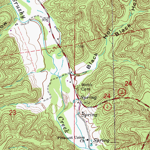 Topographic Map of Black Hollow, MO