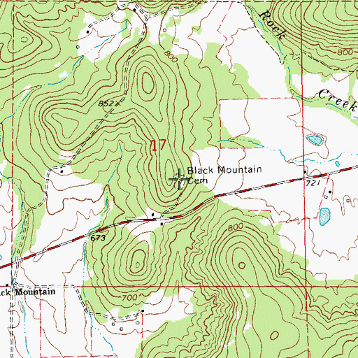 Topographic Map of Black Mountain Cemetery, MO