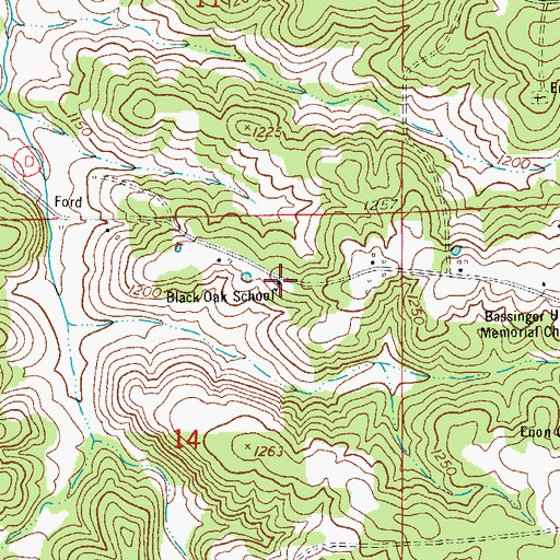 Topographic Map of Black Oak School, MO