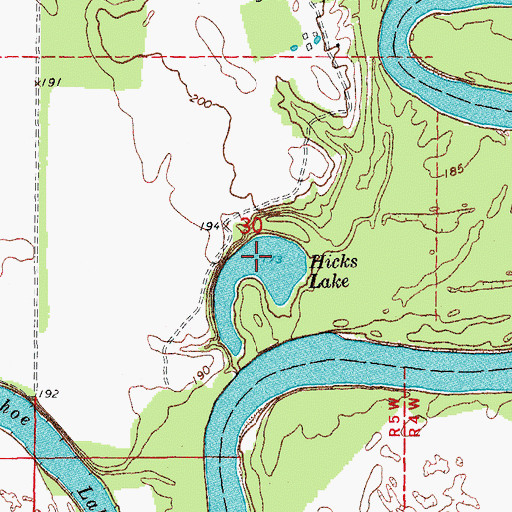 Topographic Map of Hicks Lake, AR