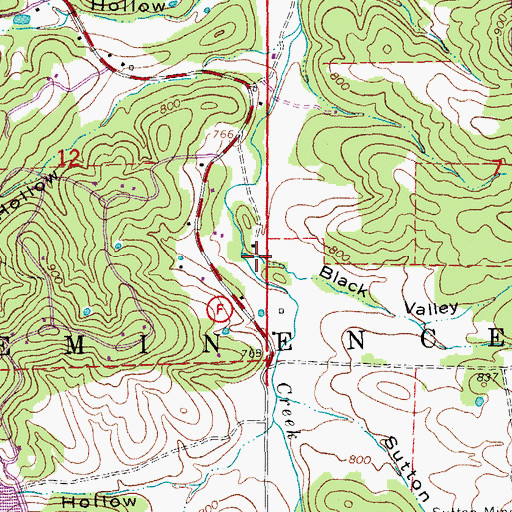 Topographic Map of Black Valley, MO
