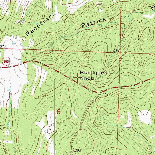 Topographic Map of Blackjack Knob, MO