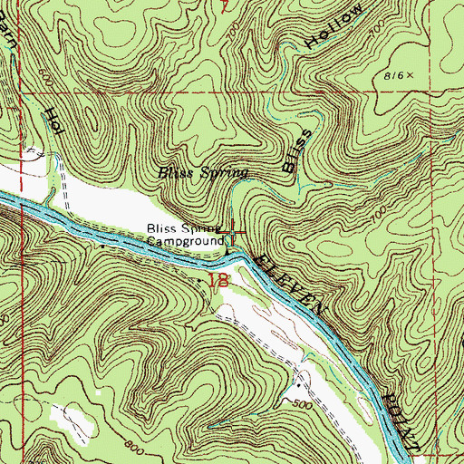 Topographic Map of Bliss Hollow, MO
