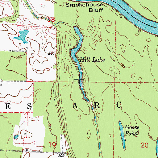 Topographic Map of Hill Lake, AR