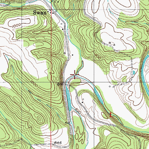Topographic Map of Blue Creek, MO
