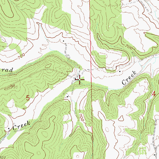 Topographic Map of Blue Creek, MO