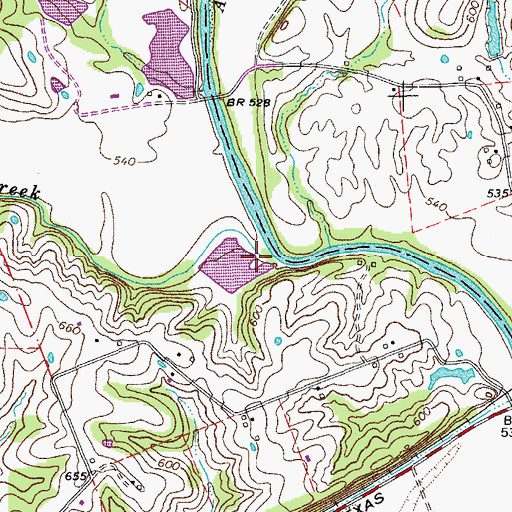 Topographic Map of Blue Creek, MO