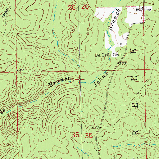 Topographic Map of Blue Hole Branch, MO