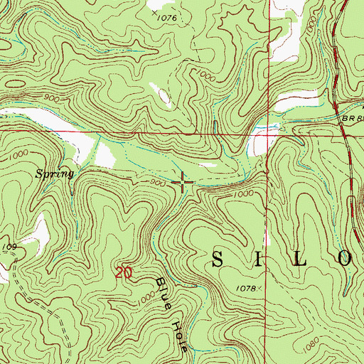 Topographic Map of Blue Hole Hollow, MO