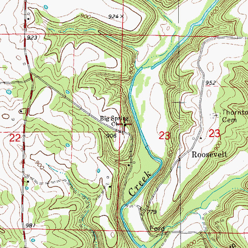 Topographic Map of Blue Spring Church, MO