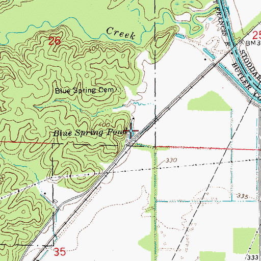 Topographic Map of Blue Spring Pond, MO