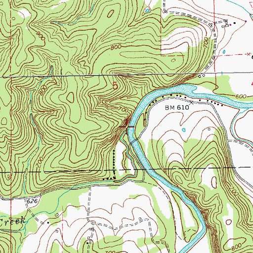 Topographic Map of Blue Springs Creek, MO