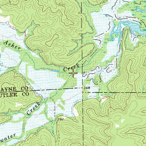 Topographic Map of Bluewater Creek, MO
