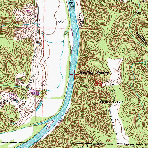 Topographic Map of Boiling Spring, MO