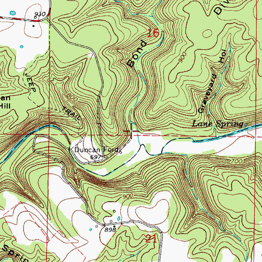 Topographic Map of Bond Hollow, MO