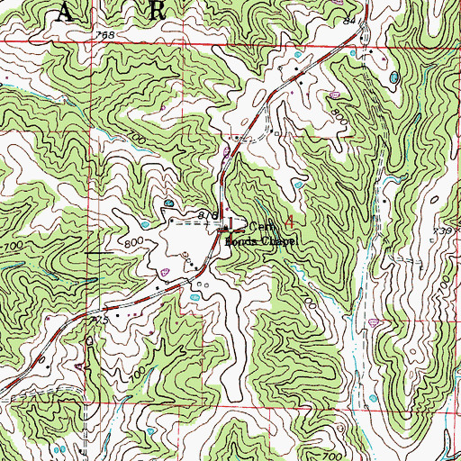 Topographic Map of Bonds Chapel, MO