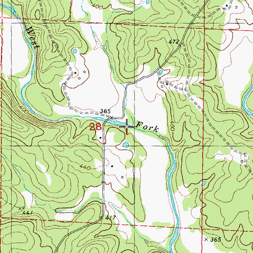 Topographic Map of Bonds Creek, MO