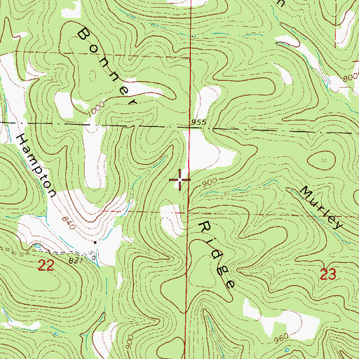 Topographic Map of Bonner Ridge, MO