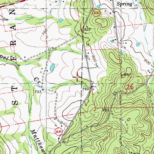 Topographic Map of Boswell School, MO