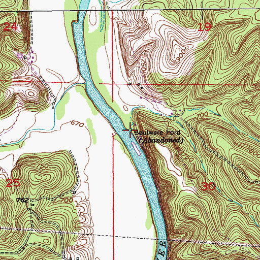 Topographic Map of Boulware Ford, MO