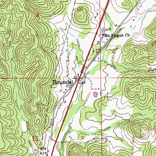 Topographic Map of Bounds, MO
